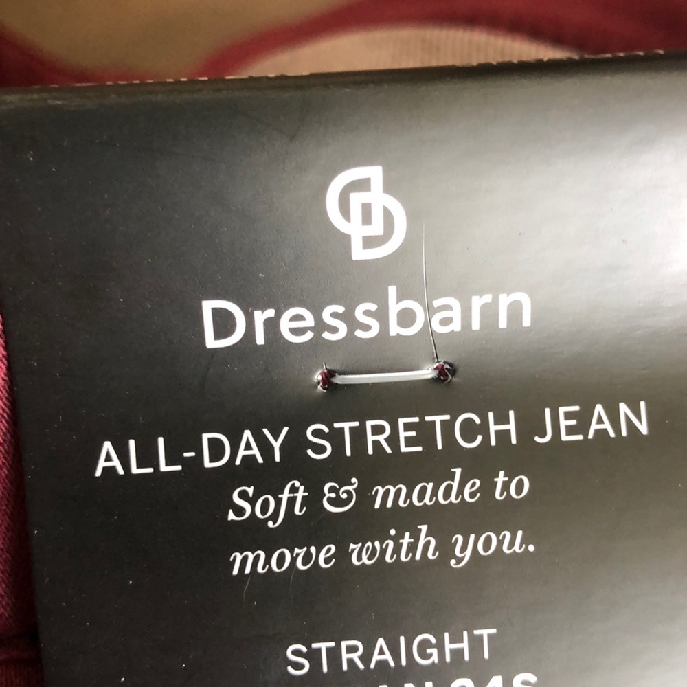 Dress Barn Burgundy All Day Stretch Straight Jeans - Picture 3 of 10